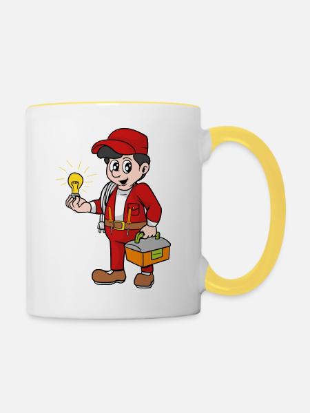 Elektriker - Tasse zweifarbig - Weiß/Gelb