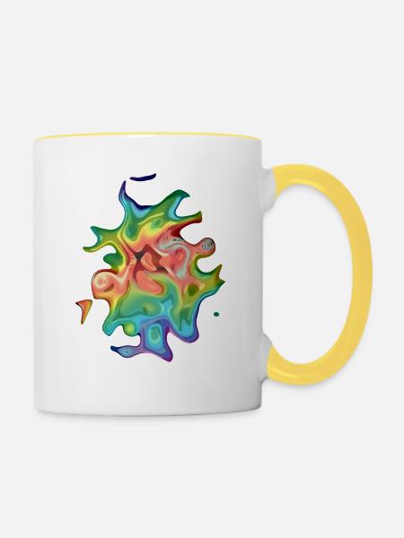 Psychedelisches Ei #2 - Tasse zweifarbig - Weiß/Gelb