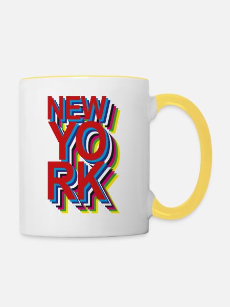 New York - Tasse zweifarbig - Weiß/Gelb