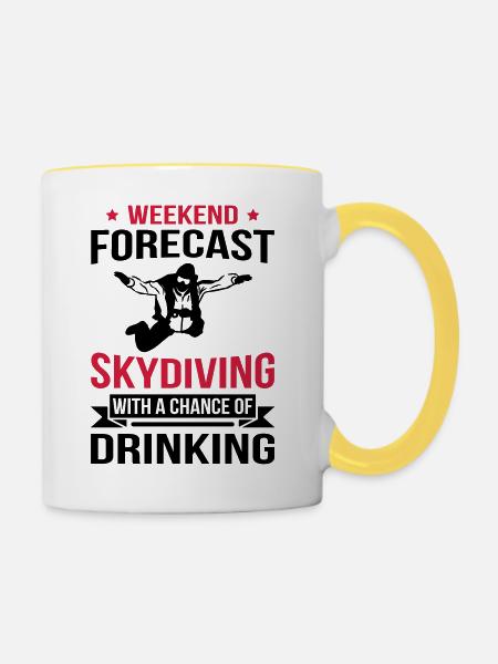 Weekend Forecast Skydiving - Tasse zweifarbig - Weiß/Gelb