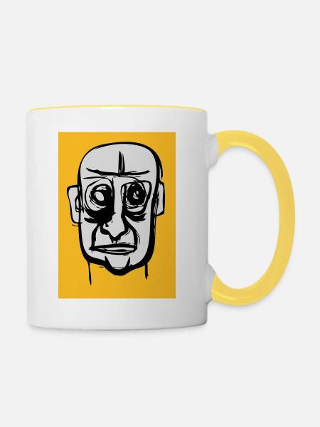 Kaput Gesicht - Tasse zweifarbig - Weiß/Gelb