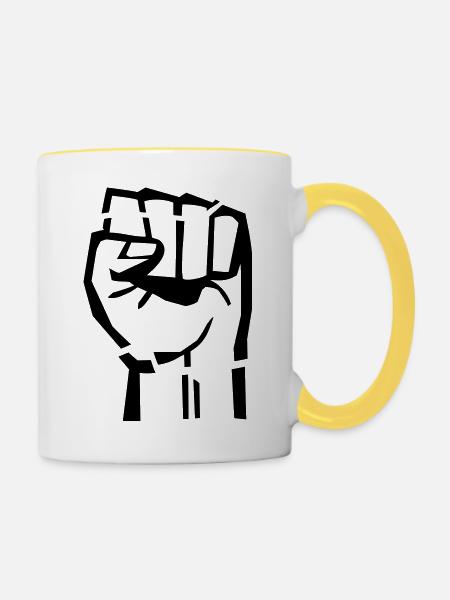 power_hand__f1 - Tasse zweifarbig - Weiß/Gelb