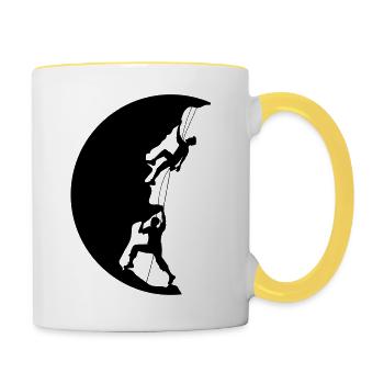 kreis nacht mond sonne abend team paar 2 freunde l - Tasse zweifarbig - Weiß/Gelb - Rechts