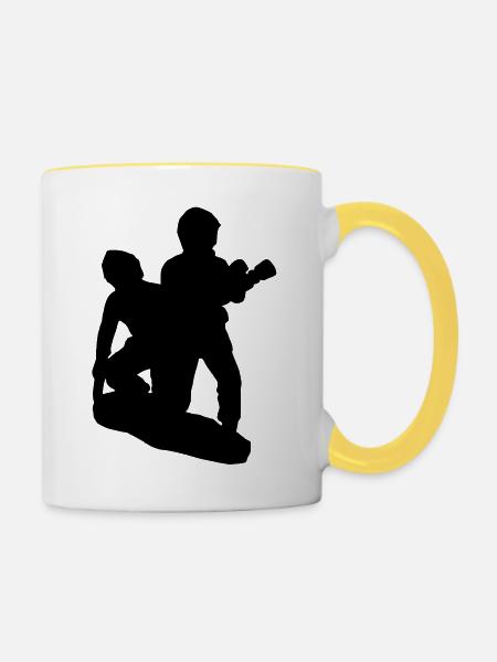 binomial Feuerwehrmann Angriff - Tasse zweifarbig - Weiß/Gelb