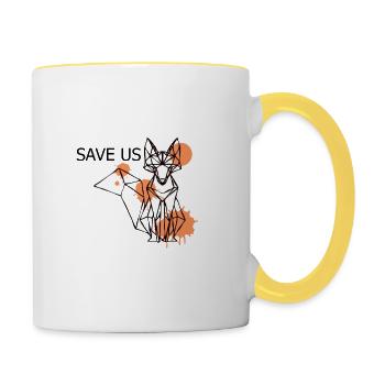 Rette uns - Tasse zweifarbig - Weiß/Gelb - Rechts