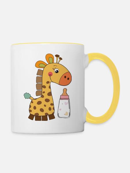 Giraffe - Geschenkidee - Tasse zweifarbig - Weiß/Gelb