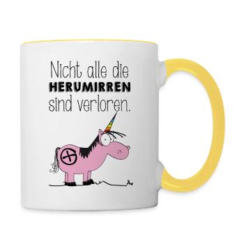 Nicht alle die Herumirren sind verloren... - Tasse zweifarbig - Weiß/Gelb - Rechts