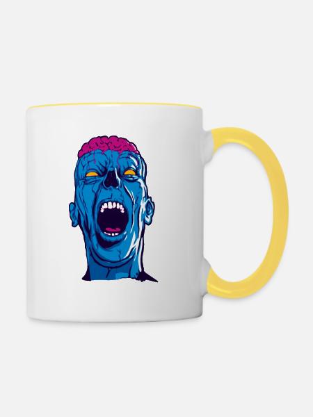 Screaming Zombie - Tasse zweifarbig - Weiß/Gelb