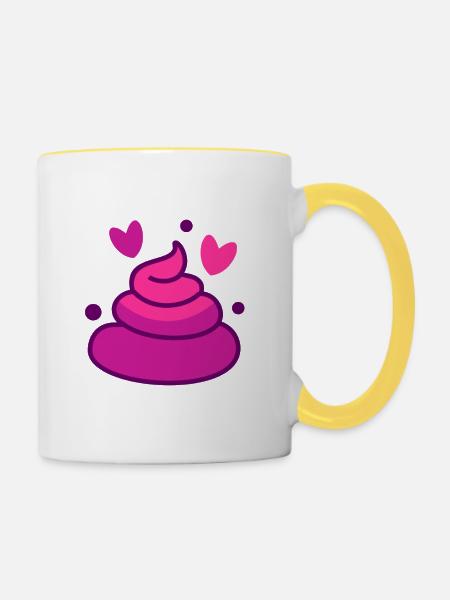 POOP LIEBE - Tasse zweifarbig - Weiß/Gelb