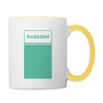 Passion / passion - Mug contrasté - blanc/jaune - Droite