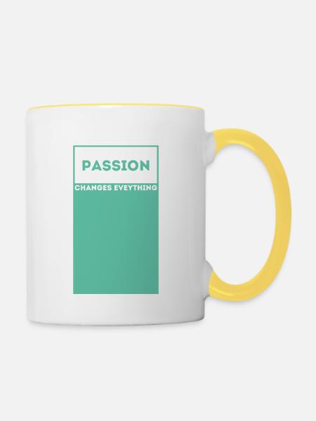 Leidenschaft / Passion - Tasse zweifarbig - Weiß/Gelb