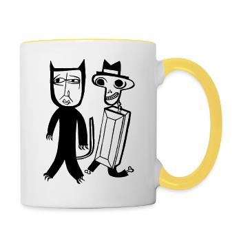 halloween zombie bone zombie monster creature - Contrasting Mug - white/yellow - Right