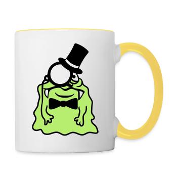 sir herr gentlemen zylinder monokel reich glibber - Tasse zweifarbig - Weiß/Gelb - Rechts