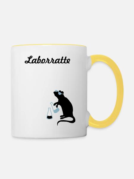 laborratte - Tasse zweifarbig - Weiß/Gelb