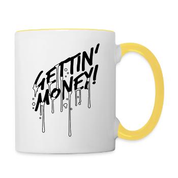 drop blood graffiti symbol dollar gettin money z - Contrasting Mug - white/yellow - Right