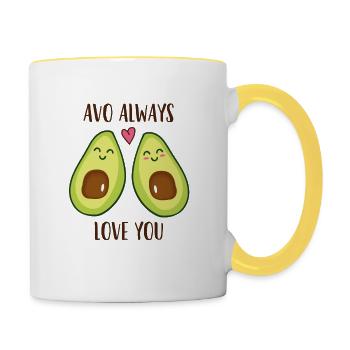 Avo always love you - Contrasting Mug - white/yellow - Right