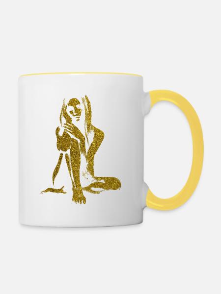Goldenes Glitzer Mädchen - Tasse zweifarbig - Weiß/Gelb