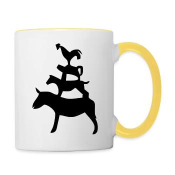 Bremer Stadtmusikanten / Bremen town musicians - Tasse zweifarbig - Weiß/Gelb - Rechts