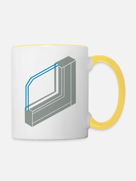 Aluminiumprofil Fenster - Tasse zweifarbig - Weiß/Gelb