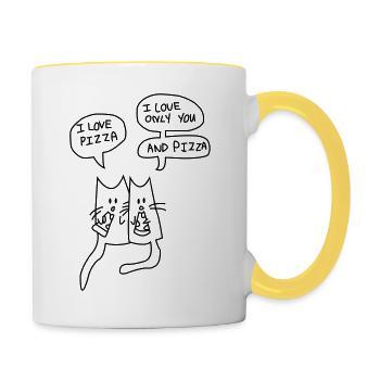 I LOVE PIZZA - Tasse zweifarbig - Weiß/Gelb - Rechts