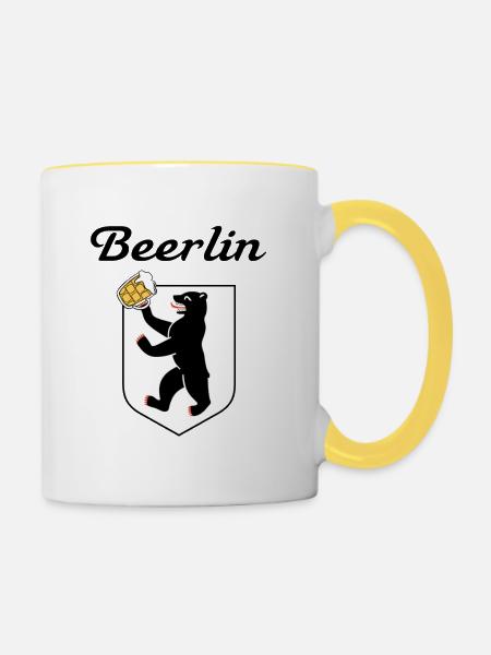 Berlin Beerlin Bier Beer - Tasse zweifarbig - Weiß/Gelb