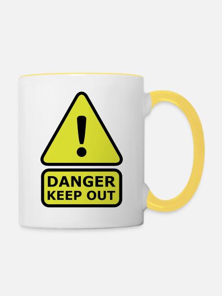 Danger Keep Out - Tasse zweifarbig - Weiß/Gelb