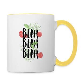 Blah Blah cherries & flowers gift idea - Contrasting Mug - white/yellow - Right