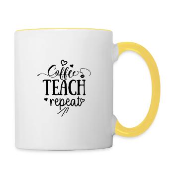Coffe teach repeat - Tasse zweifarbig - Weiß/Gelb - Rechts