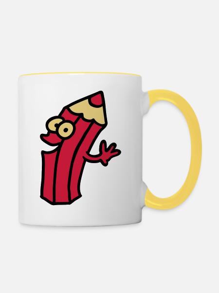 fröhlicher stift - Tasse zweifarbig - Weiß/Gelb
