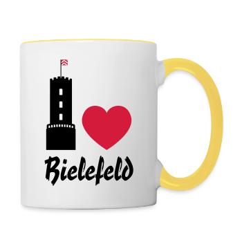 I love Bielefeld - Tasse zweifarbig - Weiß/Gelb - Rechts
