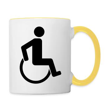 pictogram disability wheelchair walking running - Contrasting Mug - white/yellow - Right
