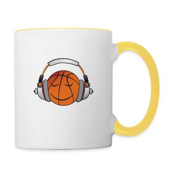 Music BBall - Tasse zweifarbig - Weiß/Gelb - Rechts