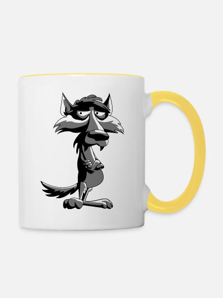Wolf - Tasse zweifarbig - Weiß/Gelb