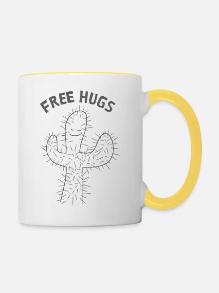 Free Hugs - Tasse zweifarbig - Weiß/Gelb
