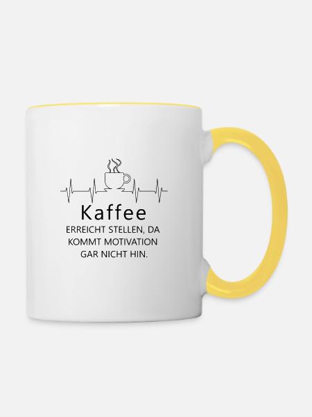 Kaffee erreicht Stellen - Tasse zweifarbig - Weiß/Gelb