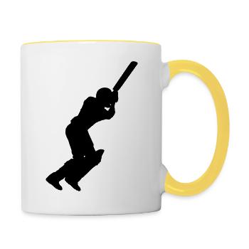 Cricket Player (Vector) - Contrasting Mug - white/yellow - Right