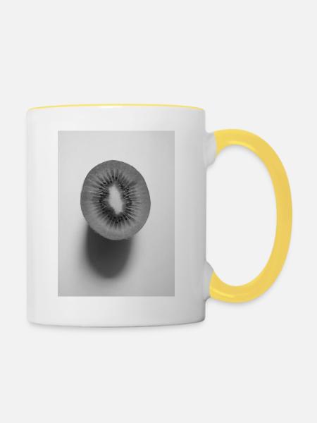 Kiwi - Tasse zweifarbig - Weiß/Gelb