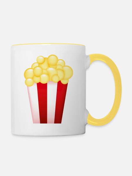 Smiley Popcorn - Tasse zweifarbig - Weiß/Gelb