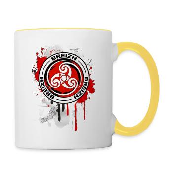 bretagne - breizh triskel 17 - Mug contrasté - blanc/jaune - Droite