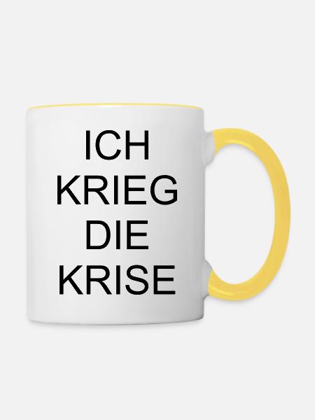 Krise - Tasse zweifarbig - Weiß/Gelb