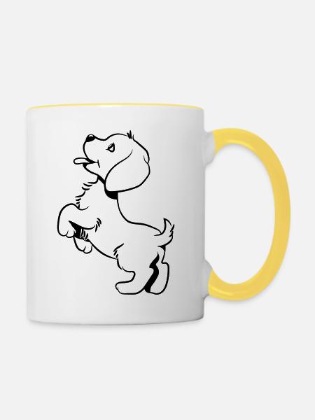 Hund baby süss - Tasse zweifarbig - Weiß/Gelb