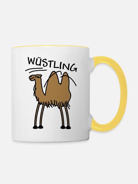 Kamel in der Wüste - Tasse zweifarbig - Weiß/Gelb
