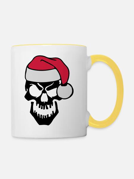skull christmas - Tasse zweifarbig - Weiß/Gelb
