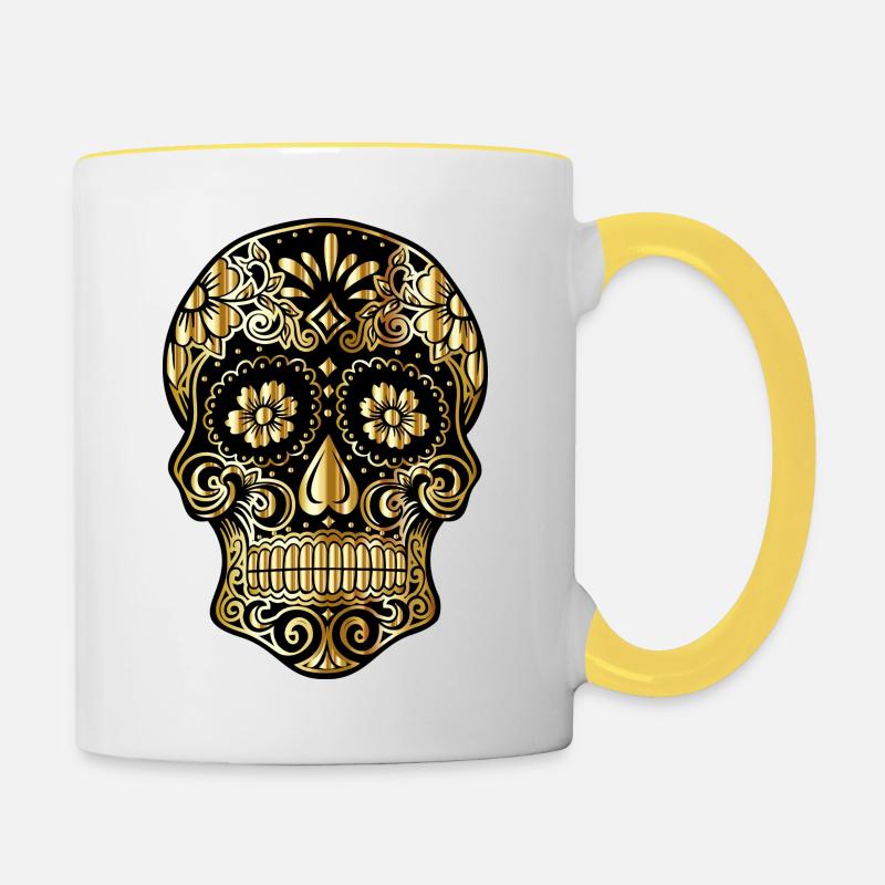 Crâne d'or - Mug contrasté - blanc/jaune