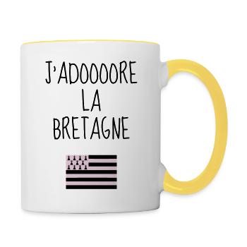 Bretagne / Breton / Bretonne / BZH / Breizh - Contrasting Mug - white/yellow - Right