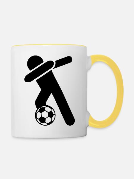 dabbing fussball - Tasse zweifarbig - Weiß/Gelb
