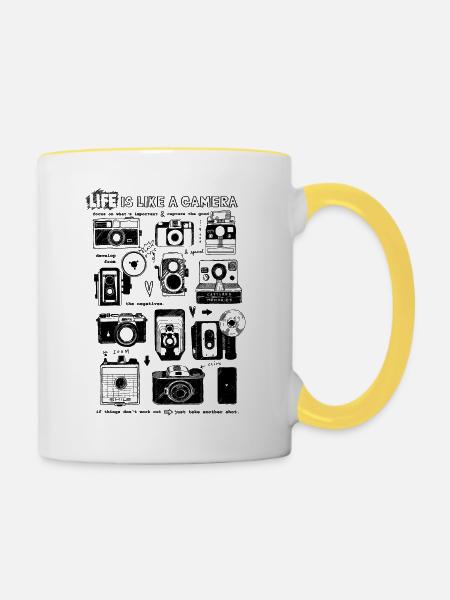 Camera - Tasse zweifarbig - Weiß/Gelb