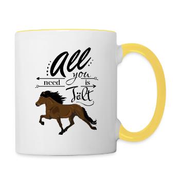 Islandais brun: Il vous suffit de tölt - Mug contrasté - blanc/jaune - Droite
