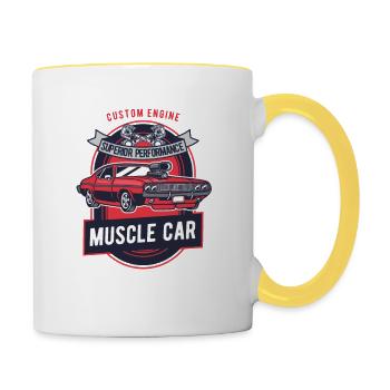 Muscle Car V8 Route Ignition Sequence Tuning Rockabilly - Contrasting Mug - white/yellow - Right
