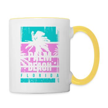 Palm Beach Florida Urlaub Mode Geschenk Reise Spaß - Tasse zweifarbig - Weiß/Gelb - Rechts